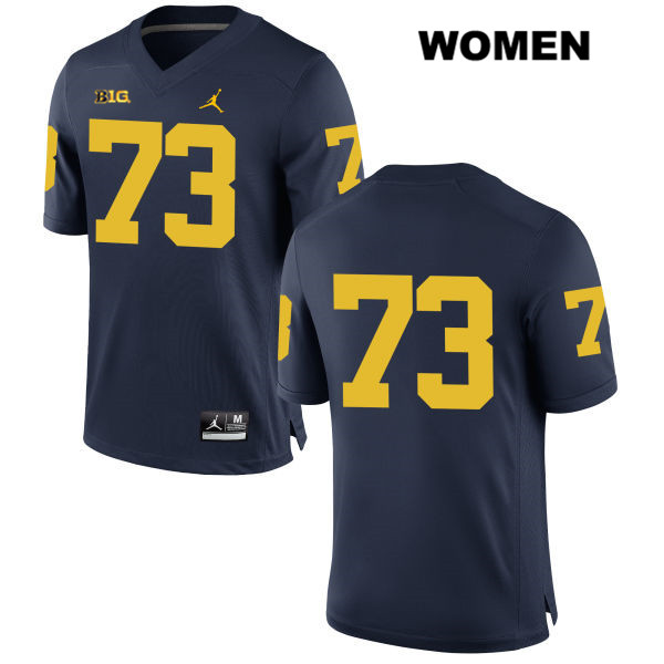 Women's NCAA Michigan Wolverines Jalen Mayfield #73 No Name Navy Jordan Brand Authentic Stitched Football College Jersey QT25N67XP